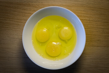 chicken eggs in a plate