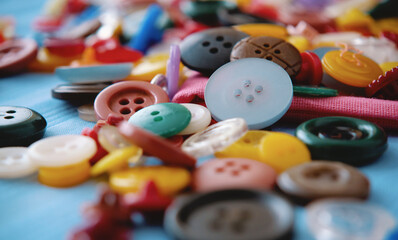 Background of colored buttons for clothes