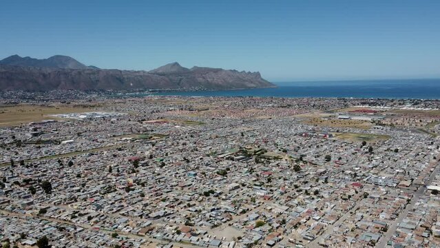 Aerial Of Informal Settlement With Ocean View, Cape Town, South Africa