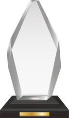 Fototapeta na wymiar Transparent Realistic Blank Acrylic Glass Trophy Award
