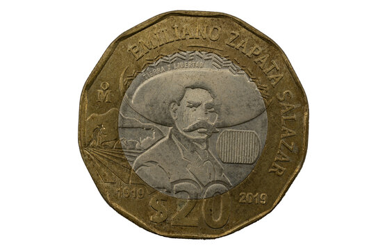 Centenario de la muerte de Emiliano Zapata moneda de 20 pesos mexicanos 1919 - 2019