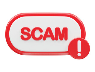 Scam alert icon 3d rendering vector illustration
