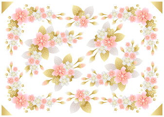 桃白金の桜コサージュのフレームセット