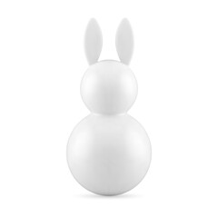 White Easter bunny tumbling toy round sphere abstract minimalist shape 3d icon realistic vector
