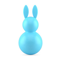 Abstract blue Easter rabbit tumbling bauble minimalist glossy design element 3d icon vector