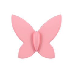 Elegant pink butterfly glossy ornamental winged insect Easter holiday element 3d icon vector