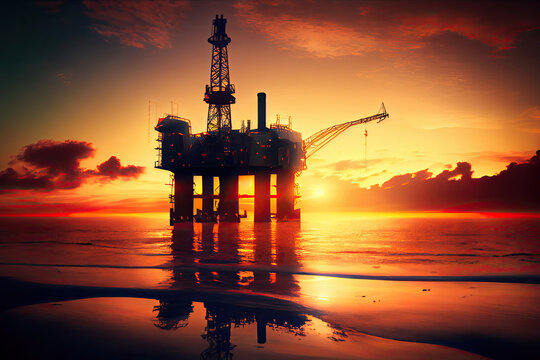 Oil Refinery At Sunset