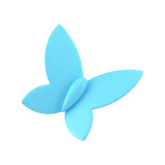 Blue glossy butterfly flying with ornamental wings decorative spring Easter element 3d icon vector