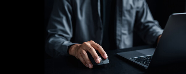 Obraz premium Businessman working laptop. stock business Business growth, progress or success. Businessman use laptop for trading, invest in trading in stock market or work digital marketing.