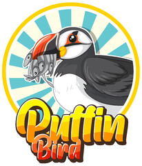 Puffin bird logo with carton character