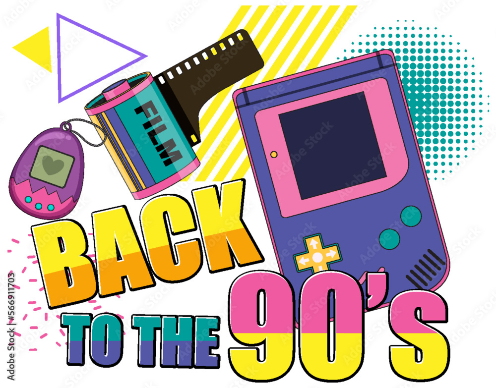 Wall mural back to the 90s banner template