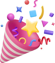 3D Party Popper with Confetti