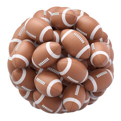 Plakat American football balls isolated on white background - 3D illustration 