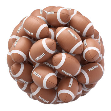 American football balls isolated on white background - 3D illustration 