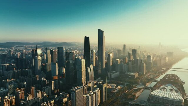 Guangzhou city urban aerial view