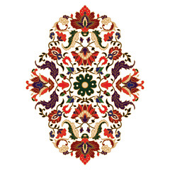 rich floral ornament mandala colorful carpet pattern motif textile cloth illustration 