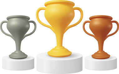 3D Gold, Silver and Bronze Champion Trophy