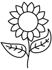 Sunflower line art outline doodle hand drawn