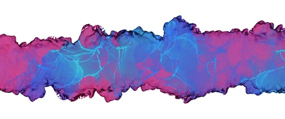 abstract fluid art painting with magenta and blue alcohol ink, free copy space, white canvas, smoke accent, contrast white, liquid design illustration , wallpaper background with decoration elements	
