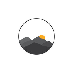 Simple and minimalist mountain and valley illustration design.