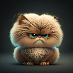 Little thick fur cat is angry