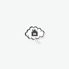 Dream to have your own home icon sticker isolated on gray background
