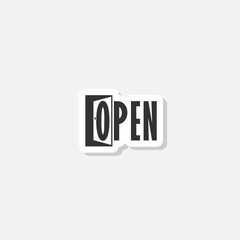 Door open logo, icon door house sticker isolated on gray background