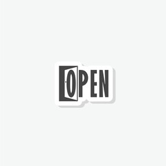 Door open logo, icon door house sticker isolated on gray background