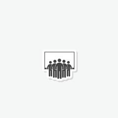 Watching tv icon sticker isolated on gray background