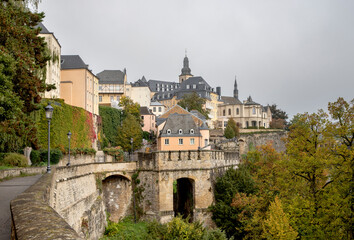 Fototapeta na wymiar View of the medieval castle in the city of Luxembourg