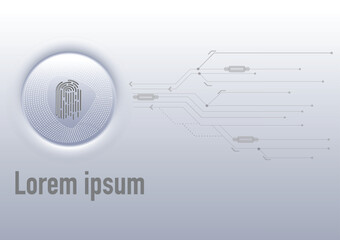Fototapeta premium Vector abstract security system concept with fingerprint technology gray background.