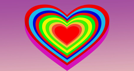 Romantic heart in a color lgbt community on a pink background.Heart Icons Love Symbols Icons.