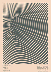 Geometrical Poster Design with Optical Illusion Effect.  Modern Psychedelic Cover Page Collection. Brown Wave Lines Background. Fluid Stripes Art. Swiss Design. Vector Illustration for PLacard.
