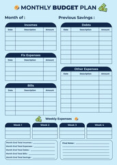 Monthly Budget Planner Design Template