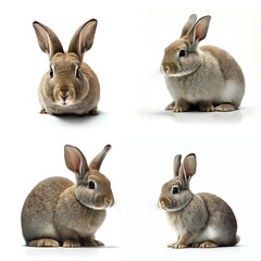 Fototapeta premium Grau-braune Kaninchen / Hasen - Oster Iconset – Generative AI