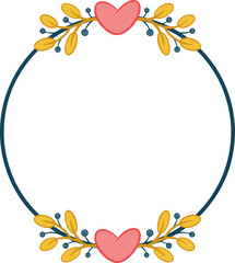 Romantic abstract heart round frame. Decor for greeting card.