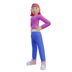 business Girl 3d illustration. a professional in developing business and managing marketing strategies to increase office income