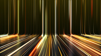 Gold line stage lights abstract background.