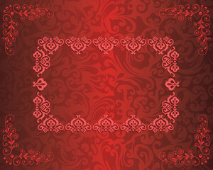 Traditional vintage red graphic photo frame border art