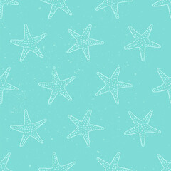 Starfish seamless pattern background vector illustration. Turquoise aquatic marine life wallpapers