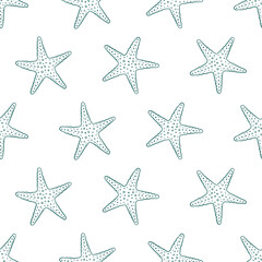 Starfish doodle seamless pattern background vector illustration. Aquatic marine life wallpapers