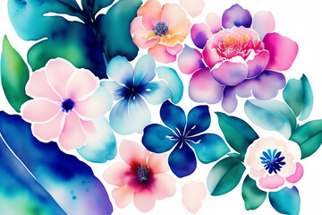 watercolor floral background generative AI painting