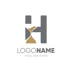 Letter H Sand Time Hourglass Logo Design Vector Icon Graphic Emblem Illustration