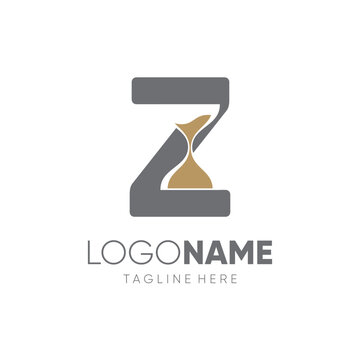 Letter Z Sand Time Hourglass Logo Design Vector Icon Graphic Emblem Illustration