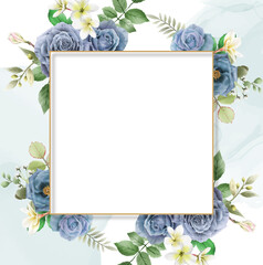 Elegant royal blue roses wedding invitation card