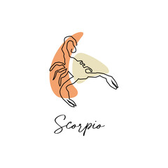 Astrology horoscope symbol zodiac Scorpio sign in line art style boho color