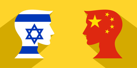 face to face concept. israel vs china. vector illustration