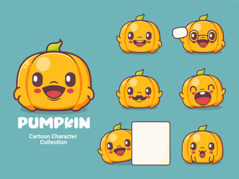 pumpkin cartoon character vector illustration