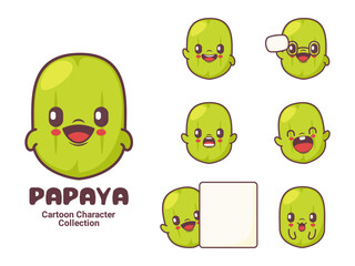 papaya fruit cartoon character vector illustration