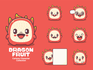 Dragon fruit cartoon character vector illustration